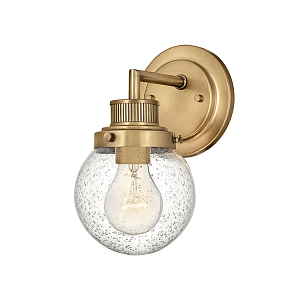 Бра для ванных комнат с прозрачным шарообразным плафоном из стекла с пузырьками на круглом основании Hinkley