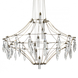 Люстра подвесная из металла с прозрачными подвесками из хрусталя Quasar 93