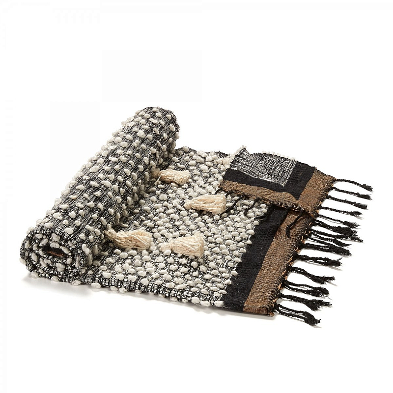 Плед Plaid Boho Tassels Бежевый Коричневый Синий в Брянске | Loft Concept 