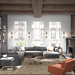 Бра цвета хром с круглой рамой и цилиндрическим прозрачным стеклянным плафоном на прямоугольном основании Feiss варинант исполнения - 4 | Loft Concept в Брянске