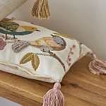 Чехол на подушку с кисточками и вышивкой птиц Ethnic mix Birds Rect варинант исполнения - 5 | Loft Concept в Брянске