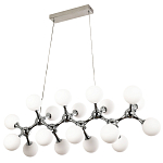 Линейная люстра с плафонами из стеклянных шаров Pearls Suspension Linear Chrome Chandelier варинант исполнения - 2 | Loft Concept в Брянске