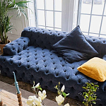 Трехместный диван темно-синий Campion Deep Blue Sofa варинант исполнения - 5 | Loft Concept в Брянске
