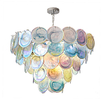 Люстра с каскадом из круглых разноцветных стеклянных дисков Mother of Pearl Iridescence варинант исполнения - 2 | Loft Concept в Брянске