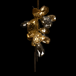 Люстра подвесная вытянутой формы с плафонами из стекла и металла с тремя вертикальными подвесками Gilded Mirage  варинант исполнения - 5 | Loft Concept в Брянске