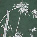 Обои ручная роспись Bamboo Argent on Edo Green painted silk варинант исполнения - 1 | Loft Concept в Брянске