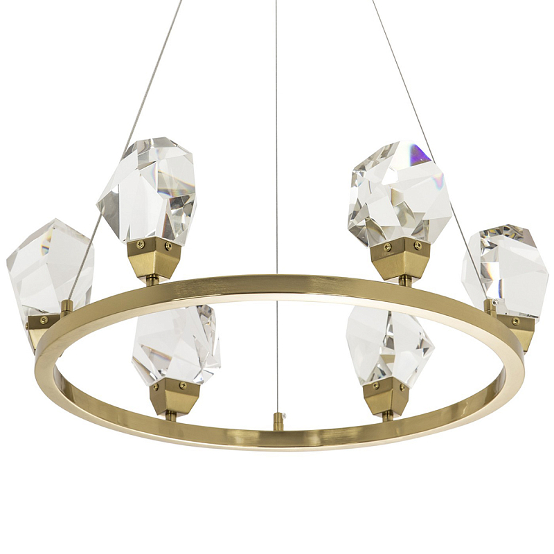 Подвесная круглая люстра с хрустальными плафонами Esme Crystal Brass Ring Chandelier Прозрачный Латунь Подвесная круглая люстра с хрустальными плафонами Esme Crystal Brass Ring Chandelier Прозрачный Латунь в Брянске | Loft Concept