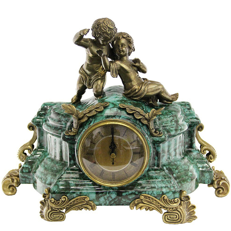 Часы Porcelain Malachite Малахит (зеленый) Бронза Часы Porcelain Malachite Малахит (зеленый) Бронза в Брянске | Loft Concept