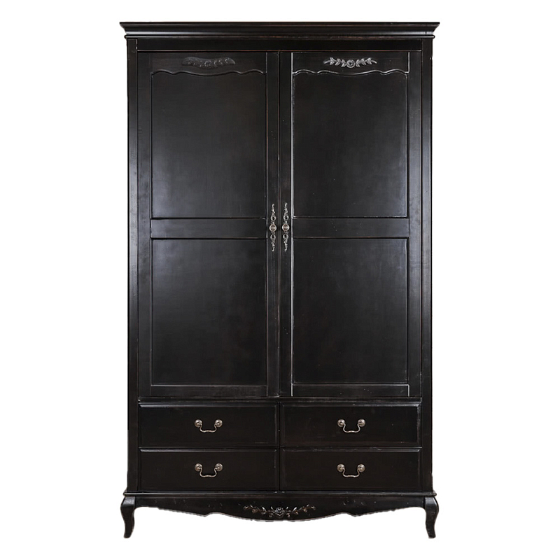Шкаф черный с 4-мя ящиками и 2-мя дверцами в стиле Прованс Vintage Черный в Брянске | Loft Concept 