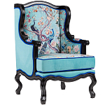 Кресло из натурального бука бирюзовое с изображением птиц и цветов Turquoise Chinoiserie Garden Armchair варинант исполнения - 2 | Loft Concept в Брянске