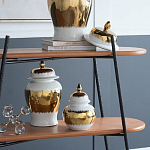Ваза белая с крышкой и золотистыми фрагментами 46 см Chinoiserie Ceramics варинант исполнения - 2 | Loft Concept в Брянске