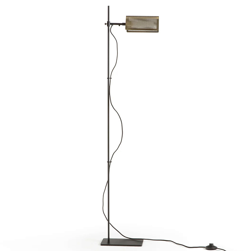 Торшер с плафоном из перфорированного металла Elledge Floor Lamp Латунь Черный Торшер с плафоном из перфорированного металла Elledge Floor Lamp Латунь Черный в Брянске | Loft Concept