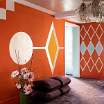 Обои ручная роспись Chez Nina by India Mahdavi Lantana colourway on Arancio dyed silk варинант исполнения - 1 | Loft Concept в Брянске