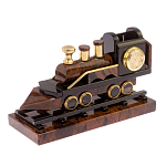 Часы настольные в виде паровоза из натурального камня Обсидиан Train Stone Clock варинант исполнения - 5 | Loft Concept в Брянске