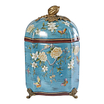 Ваза голубая с крышкой и цветочным узором Genuine Chinese Classics варинант исполнения - 1 | Loft Concept в Брянске