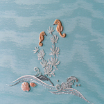 Обои с вышивкой ручной работы Amami Waves Moonbeam colourway on silk moire варинант исполнения - 5 | Loft Concept в Брянске