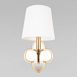 Бра с белым текстильным абажуром и декоративным основанием в виде четырехлистника с зеркальной вставкой Vitorino варинант исполнения - 18 | Loft Concept в Брянске