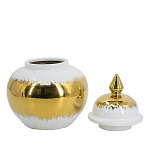 Ваза белая с крышкой и золотистыми фрагментами 24 см Chinoiserie Ceramics варинант исполнения - 2 | Loft Concept в Брянске