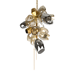 Люстра подвесная вытянутой формы с плафонами из стекла и металла с тремя вертикальными подвесками Gilded Mirage  варинант исполнения - 8 | Loft Concept в Брянске