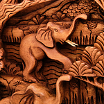 Панно из дерева пять слонов Panel With Animals варинант исполнения - 3 | Loft Concept в Брянске