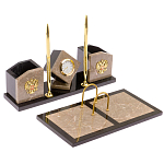 Настольный письменный набор из бежевого мрамора с часами Marble Accessory варинант исполнения - 2 | Loft Concept в Брянске