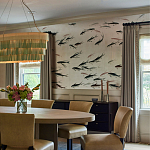 Обои ручная роспись Fishes Blue Pearl on Tarnished Silver gilded silk with pearlescent antiquing варинант исполнения - 3 | Loft Concept в Брянске