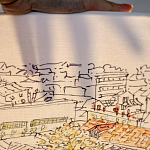 Настольная лампа с принтом на белом тканевом абажуре Roof Garden Lamp варинант исполнения - 2 | Loft Concept в Брянске