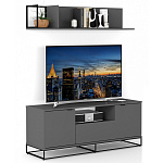 ТВ-тумба цвета графит с  2-мя дверцами и ящиком Strict Lines варинант исполнения - 6 | Loft Concept в Брянске