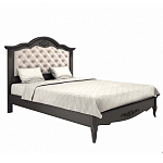 Кровать черная из массива бука с основанием и мягким изголовьем Black Provence варинант исполнения - 1 | Loft Concept в Брянске