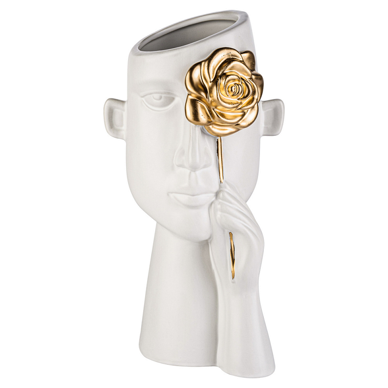 Ваза керамическая Face forever Flower Белый Золотой Ваза керамическая Face forever Flower Белый Золотой в Брянске | Loft Concept