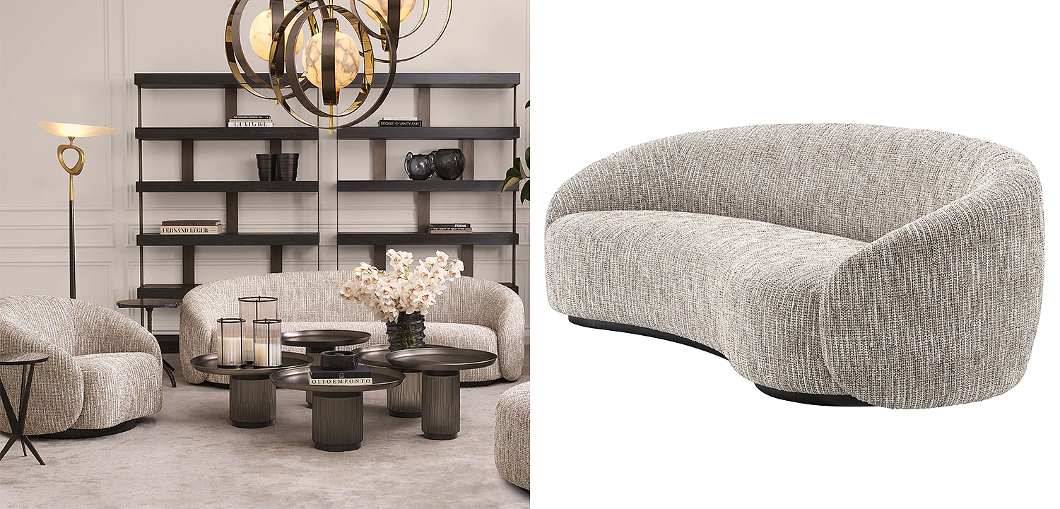 Диван Eichholtz Sofa Amore Бежево-серый Черный Диван Eichholtz Sofa Amore Бежево-серый Черный - Loft-Concept в Брянске