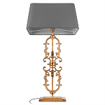 Настольная лампа на ажурном чугунном основании с тканевым серым абажуром Openwork Lamp варинант исполнения - 3 | Loft Concept в Брянске