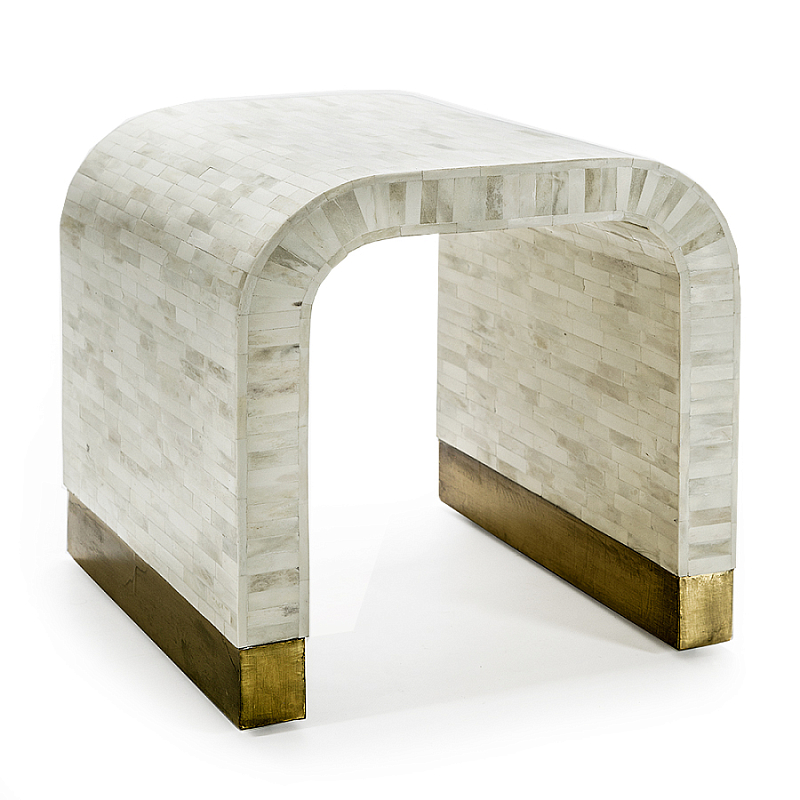Приставной столик BONE INLAY SIDE TABLE-Cream ivory ( слоновая кость ) Золотой в Брянске | Loft Concept 