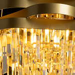 Люстра цвета матового золота с металлическими лентами и длинными прозрачными подвесками Gilded Waves варинант исполнения - 5 | Loft Concept в Брянске