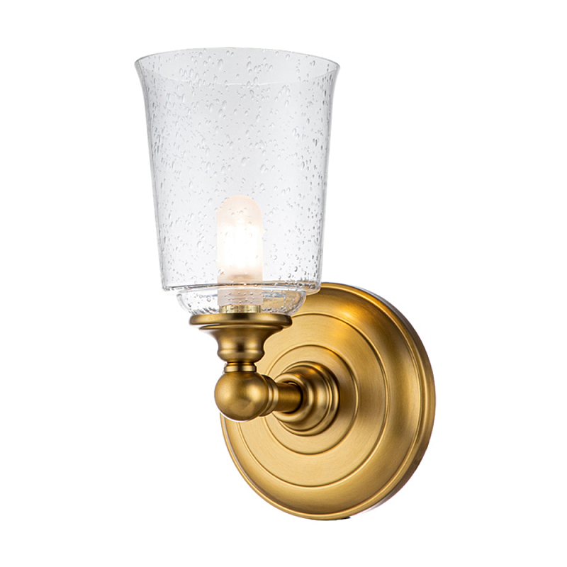 Бра для ванных комнат с прозрачным плафоном из стекла с пузырьками на основании цвета латунь Feiss Матовая латунь Прозрачное Стекло в Брянске | Loft Concept 