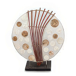 Настольная лампа из перламутра и дерева на подставке Indonesian Round Shell варинант исполнения - 3 | Loft Concept в Брянске