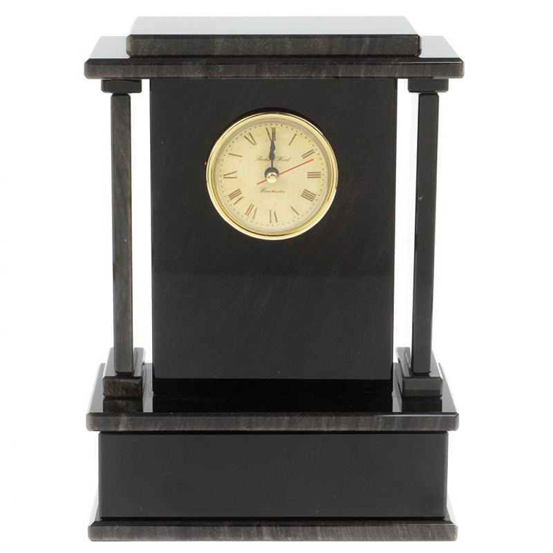 Часы настольные черные из натурального камня Обсидиан Stone Clock Черный Золотой Часы настольные черные из натурального камня Обсидиан Stone Clock Черный Золотой в Брянске | Loft Concept