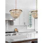 Люстра с подвесками в виде круглых деревянных белых бусин White Wooden Beads Chandelier варинант исполнения - 1 | Loft Concept в Брянске