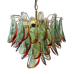 Люстра стеклянная с зелеными лепестками Green Leaf Fall варинант исполнения - 1 | Loft Concept в Брянске