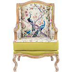 Кресло из натурального бука бежевое с изображением птиц и цветов Beige Green Chinoiserie Garden Armchair варинант исполнения - 1 | Loft Concept в Брянске