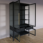 Витрина Primo со стеклянными фасадами и 2 ящиками Черный дуб варинант исполнения - 9 | Loft Concept в Брянске