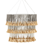 Люстра трехъярусная с декором из круглых деревянных бусин с кисточками Gray Brown Wooden Beads Chandelier варинант исполнения - 3 | Loft Concept в Брянске