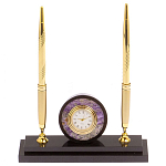 Часы настольные с двумя ручками из натурального камня Stone Clock варинант исполнения - 1 | Loft Concept в Брянске