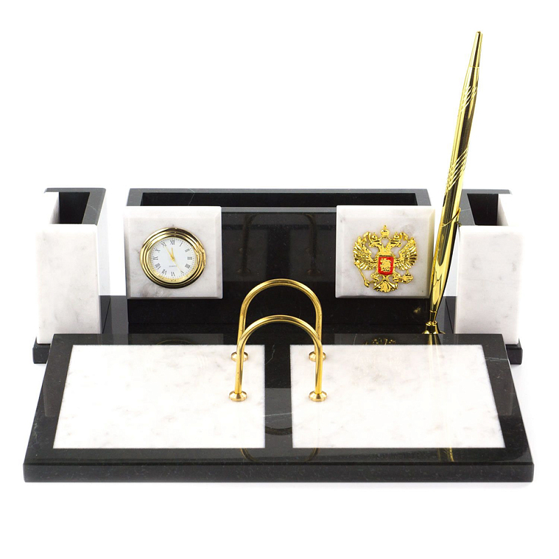 Настольный письменный набор из белого мрамора и змеевика Marble Accessory Золотой Белый Мрамор Bianco Черный Настольный письменный набор из белого мрамора и змеевика Marble Accessory Золотой Белый Мрамор Bianco Черный в Брянске | Loft Concept