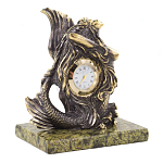 Часы настольные бронзовые в виде русалочки из натурального камня Змеевик Mermaid Stone Clock варинант исполнения - 3 | Loft Concept в Брянске