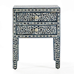 Тумбочка прикроватная White Pearl BEDSIDE CABINET 2 blue DRAWER варинант исполнения - 1 | Loft Concept в Брянске