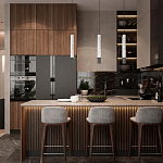 Подвесной светильник с узким цилиндрическим плафоном и черным металлическим декором Concrete Pipe варинант исполнения - 14 | Loft Concept в Брянске