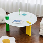 Дизайнерский журнальный стол с круглой белой столешницей на 3-х геометрических ножках Tajefox варинант исполнения - 1 | Loft Concept в Брянске