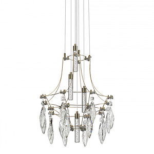 Люстра подвесная из металла с хрустальными подвесками прозрачного цвета Quasar 41