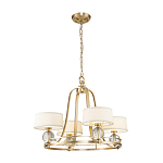 Люстра цвета латунь с 4-мя тканевыми абажурами и стеклянными шарами Quoizel варинант исполнения - 2 | Loft Concept в Брянске